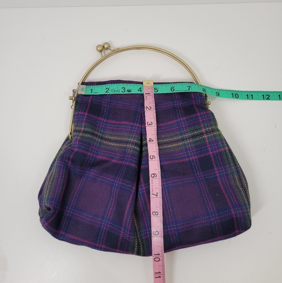 Little Thistle Handmade Purple Plaid Kiss Clasp Scottish Kilt Handbag NWT - Picture 3 of 6